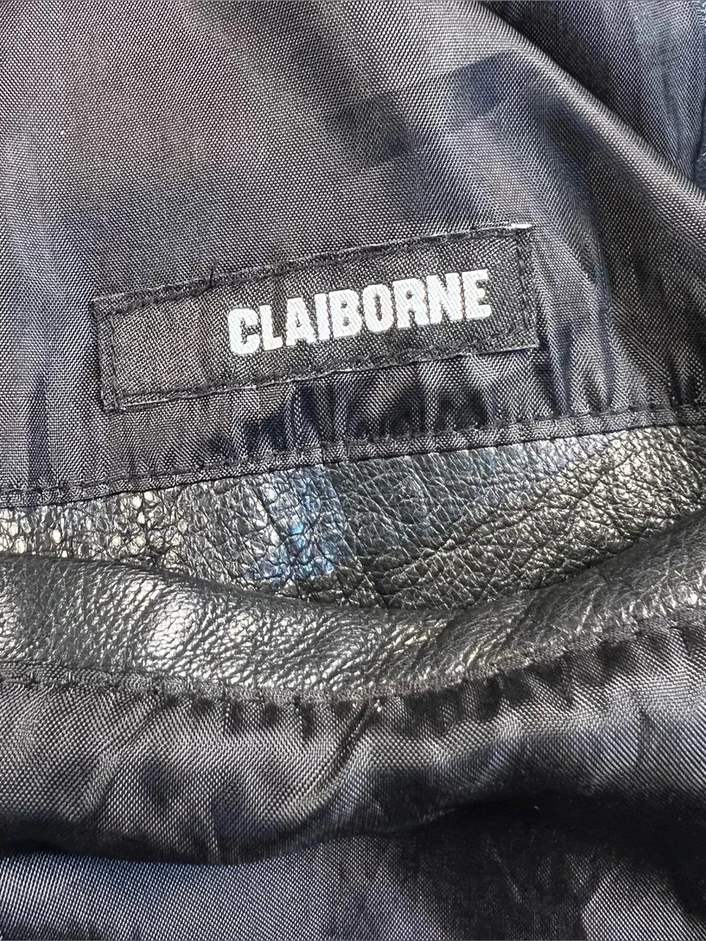 Lamb Leather Jacket Black Bomber Claiborne men's XL